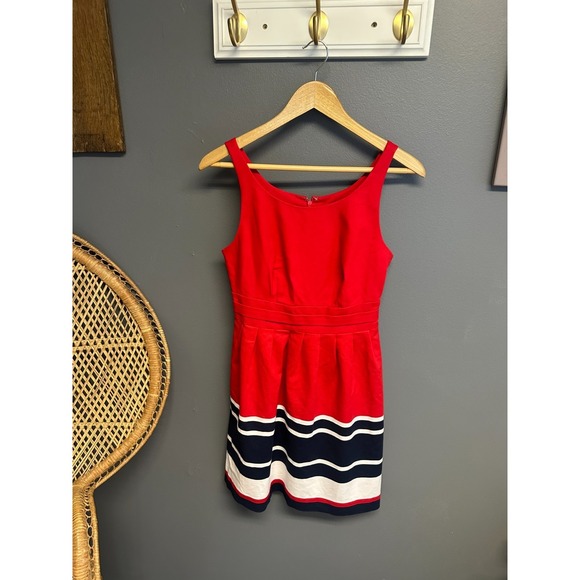 The Limited Dresses & Skirts - The Limited Dress Womens Size 0 Red Fit Flare Sailor Nautical Summer Casual